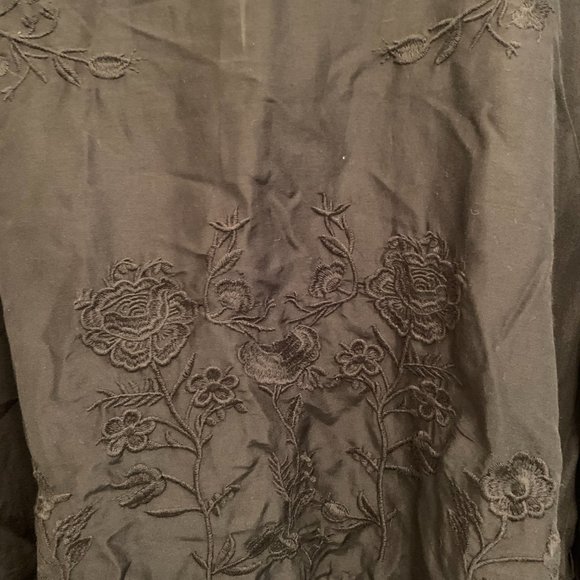 Zara Black Sheer Embroidered Blouse - Picture 5 of 6